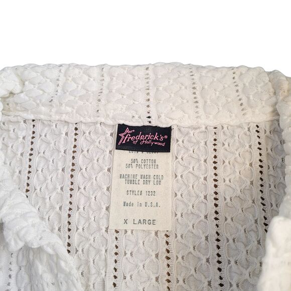 Retro 80s Vintage Fredericks of Hollywood Womens  Sheer VNeck Long Sleeve blouse - Picture 4 of 4